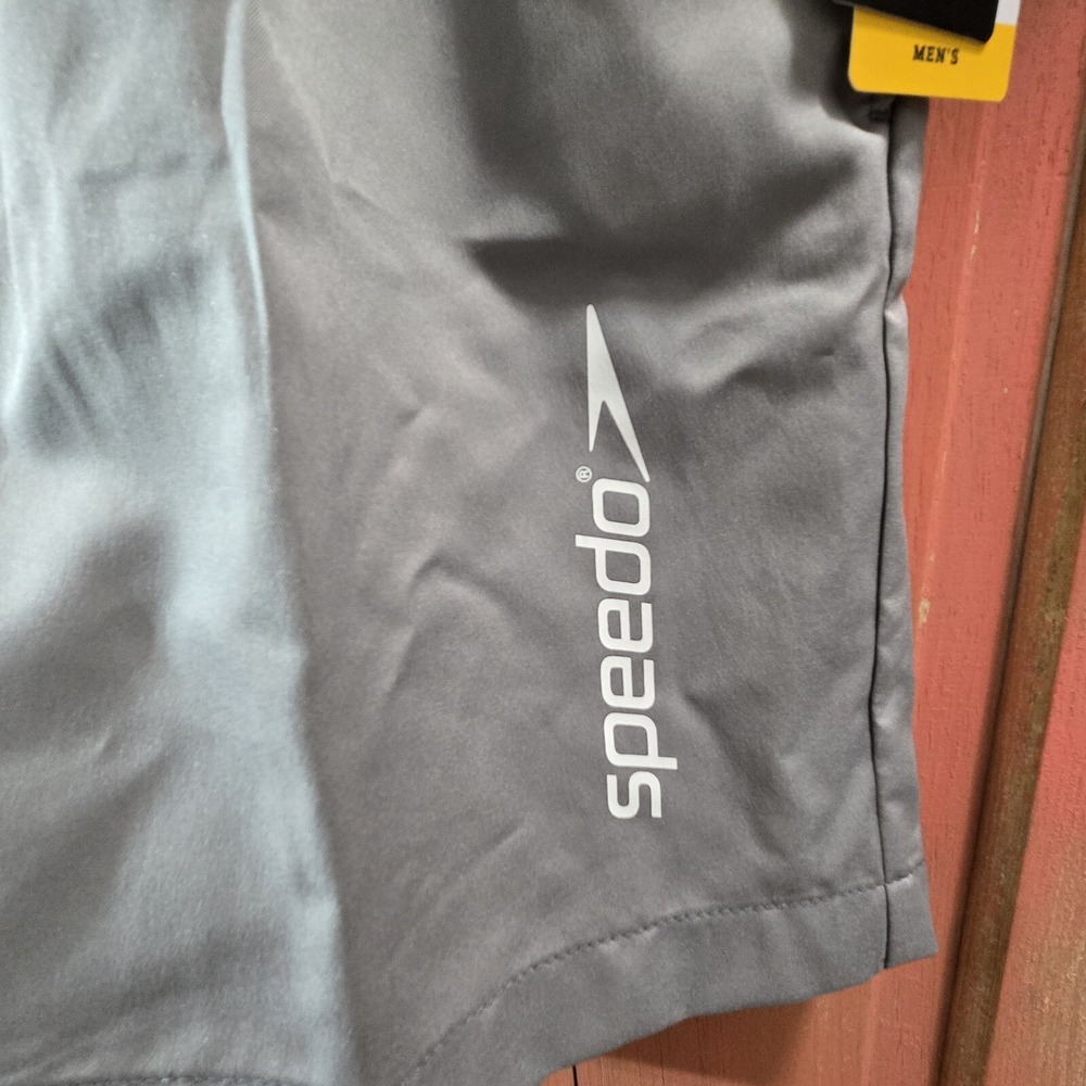 Speedo Men's Swim Trunks Size Small Gray Blue White Colorblock Volley Shorts NEW - Picture 3 of 16